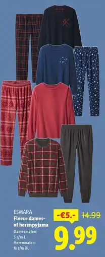 Lidl ESMARA Fleece dames of herenpyjama aanbieding