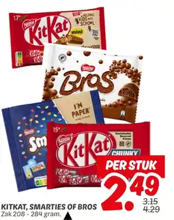 Dekamarkt Kitkat, smarties of bros aanbieding