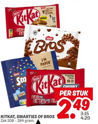 Dekamarkt Kitkat, smarties of bros aanbieding