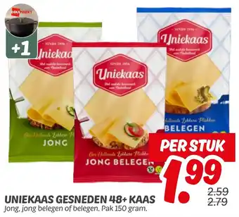 Dekamarkt Uniekaas gesneden 48+ kaas aanbieding