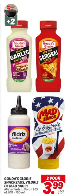 Dekamarkt Gouda's glorie snacksaus, yildriz of mad sauce aanbieding
