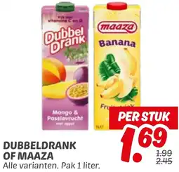 Dekamarkt Dubbeldrank of maaza aanbieding
