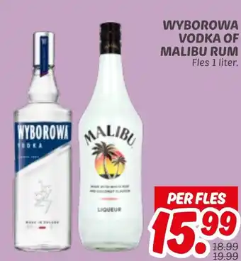 Dekamarkt Wyborowa vodka of malibu rum aanbieding