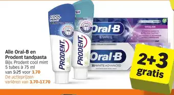 Albert Heijn Alle Oral-B en Prodent tandpasta aanbieding