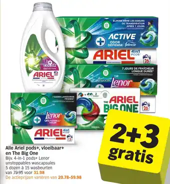 Albert Heijn Alle Ariel pods+vloeibaar+ en The Big One aanbieding