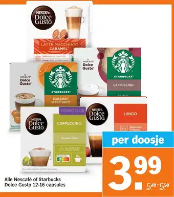 Albert Heijn Alle nescafé of starbucks dolce gusto aanbieding