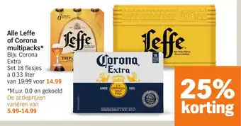 Albert Heijn Alle leffe of corona multipacks aanbieding