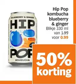 Albert Heijn Hip Pop kombucha blueberry & ginger aanbieding