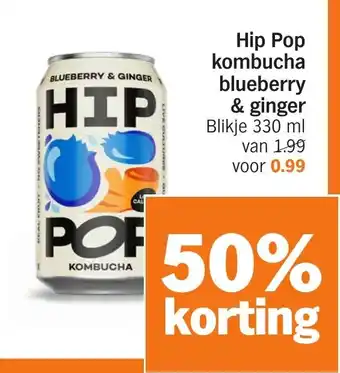 Albert Heijn Hip Pop kombucha blueberry & ginger aanbieding