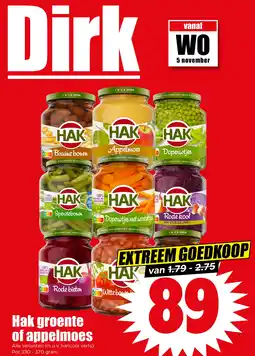 Dirk HAK groente of appelmoes aanbieding