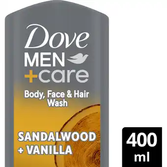Albert Heijn Dove Men+care sandalwood + vanilla showergel aanbieding