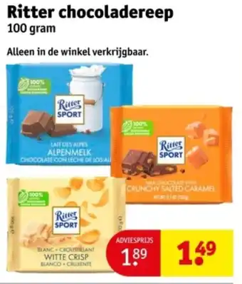 Kruidvat Ritter chocoladereep aanbieding