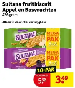 Kruidvat Sultana fruitbiscuit Appel en Bosvruchten aanbieding