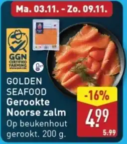 ALDI Golden seafood Gerookte Noorse zalm aanbieding