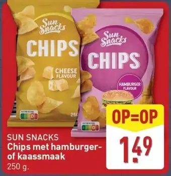 ALDI Sun Snacks Chips met hamburger- of kaassmaak aanbieding