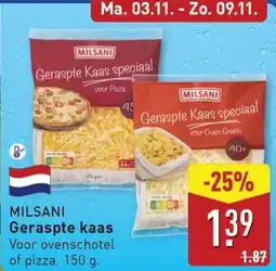 ALDI Milsani Geraspte kaas aanbieding
