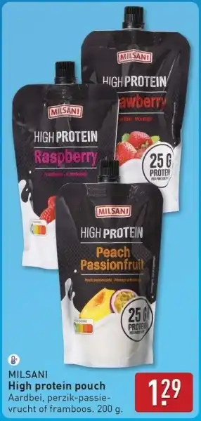 ALDI Milsani High protein pouch aanbieding