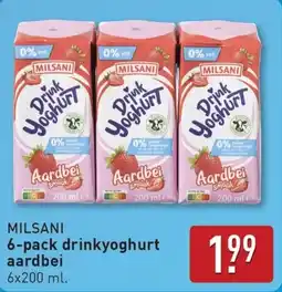 ALDI Milsani 6-pack drinkyoghurt aardbei aanbieding