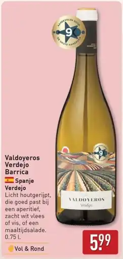 ALDI Valdoyeros Verdejo Barrica aanbieding