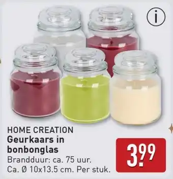 ALDI Home creation Geurkaars in bonbonglas aanbieding