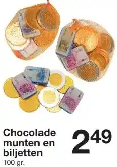 Zeeman Chocolade munten en biljetten aanbieding