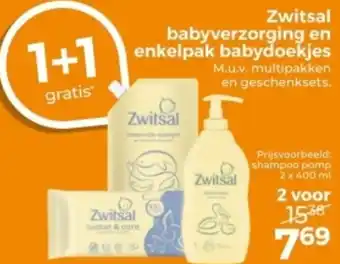 Trekpleister Zwitsal babyverzorging en enkelpak babydoekjes aanbieding