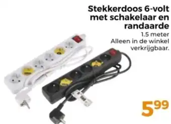 Trekpleister Stekkerdoos 6-volt met schakelaar en randaarde aanbieding