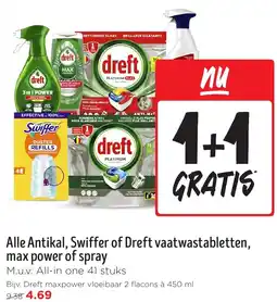 Jumbo Alle Antikal, Swiffer of Dreft vaatwastabletten, max power of spray aanbieding