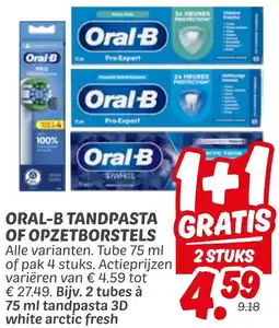 Dekamarkt Oral-b tandpasta of opzetborstels aanbieding