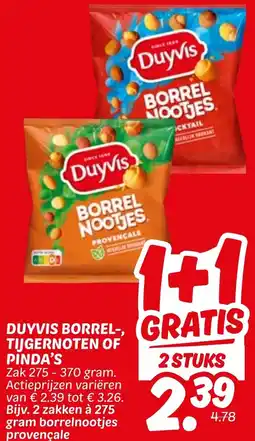 Dekamarkt Duyvis borrel, tijgernoten of pinda's aanbieding