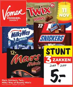 Vomar Voordeelmarkt Mars, Snickers, Twix, Milky Way of Bounty Mini's aanbieding