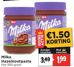 Vomar Voordeelmarkt Milka Hazelnootpasta aanbieding