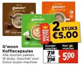 Vomar Voordeelmarkt G'woon Koffiecapsules aanbieding