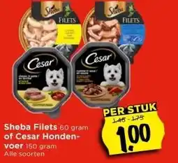 Vomar Voordeelmarkt Sheba Filets of Cesar Hondenvoer aanbieding