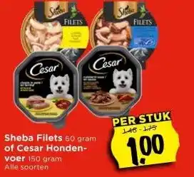 Vomar Voordeelmarkt Sheba Filets of Cesar Hondenvoer aanbieding