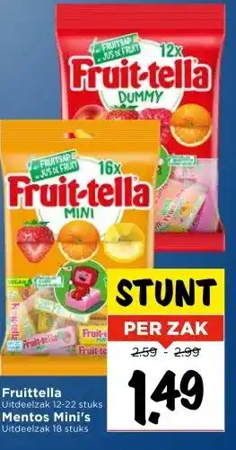Vomar Voordeelmarkt Fruittella of Mentos Mini's aanbieding