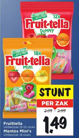 Vomar Voordeelmarkt Fruittella Mentos Mini's aanbieding