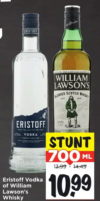 Vomar Voordeelmarkt Eristoff Vodka of William Lawson's Whisky aanbieding
