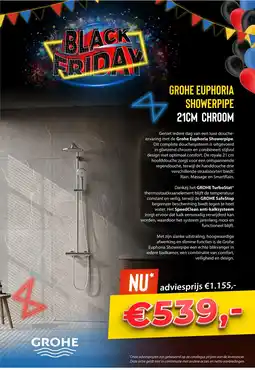 Sani-Dump GROHE EUPHORIA SHOWERPIPE 21CM CHROOM aanbieding