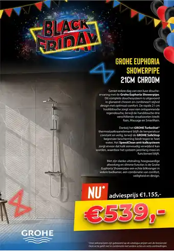 Sani-Dump GROHE EUPHORIA SHOWERPIPE 21CM CHROOM aanbieding