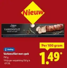 Lidl Varkensfilet met spek aanbieding