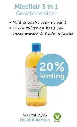 De Rode Pilaren Micellair 3 in 1 Gezichtsreiniger aanbieding