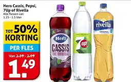 Hoogvliet Hero Cassis, Pepsi, 7Up of Rivella aanbieding