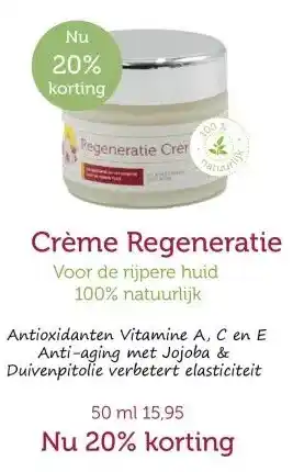 De Rode Pilaren Crème Regeneratie aanbieding