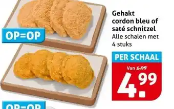 Hoogvliet Gehakt cordon bleu of saté schnitzel aanbieding