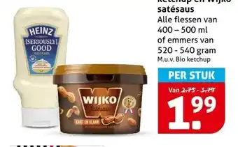 Hoogvliet Heinz mayonaise, ketchup en Wijko satésaus aanbieding