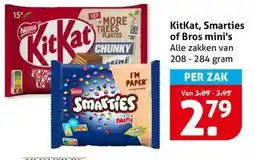 Hoogvliet KitKat, Smarties of Bros mini's aanbieding