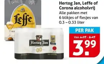 Hoogvliet Hertog Jan, Leffe of Corona alcoholvrij aanbieding