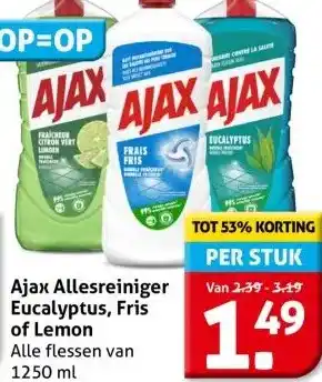 Hoogvliet Ajax Allesreiniger Eucalyptus, Fris of Lemon aanbieding