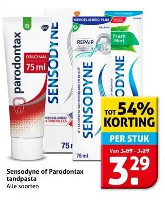 Hoogvliet Sensodyne of Parodontax tandpasta aanbieding